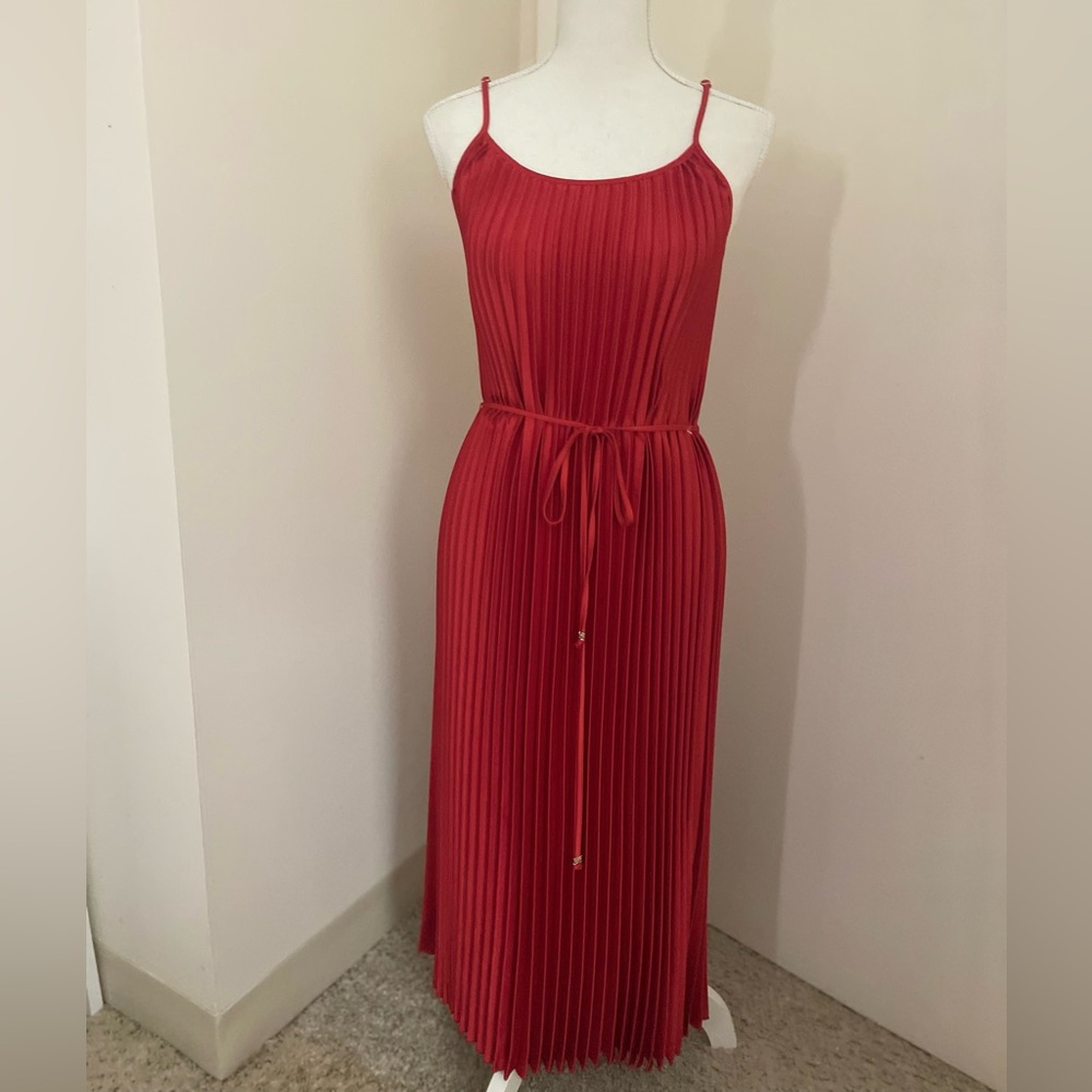 Sam Edelman Vibrant Red Pleated Maxi Dress